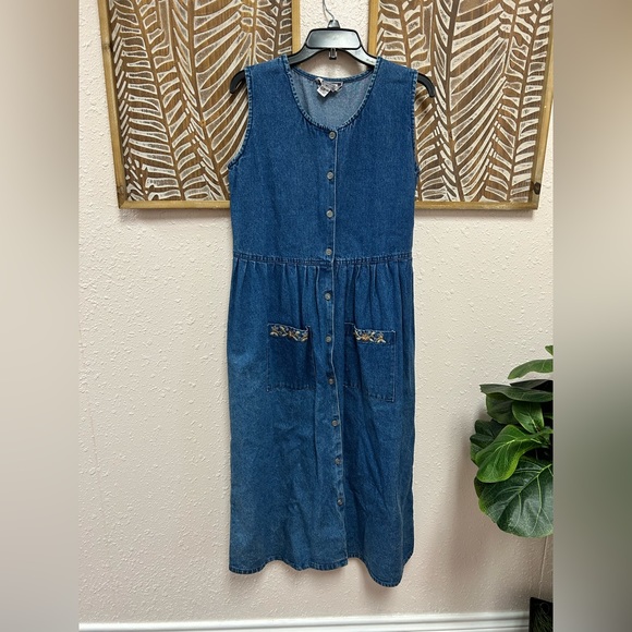 Vintage Denim Midi Jumper Dress - Picture 1 of 9